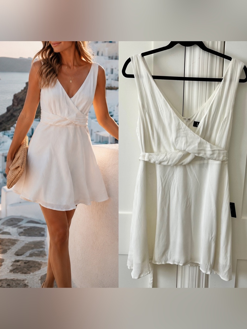 Lulus Twist Front Faux Wrap Mini Dress White Sz XL
